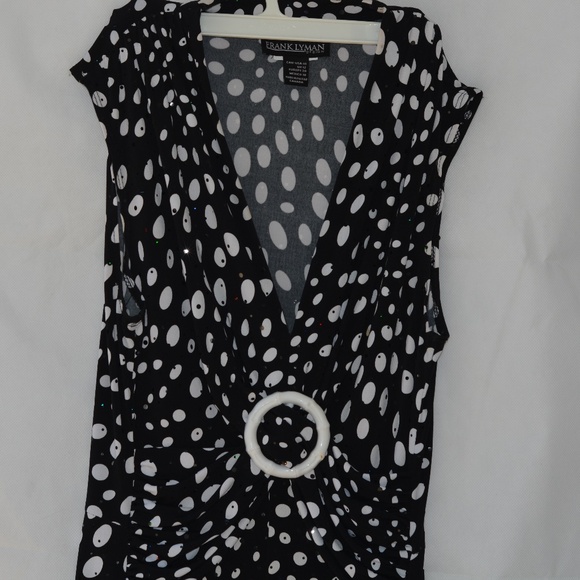 Frank Lyman Design PolkaDot Sequined  Jersey Dress S 10 - Picture 6 of 7